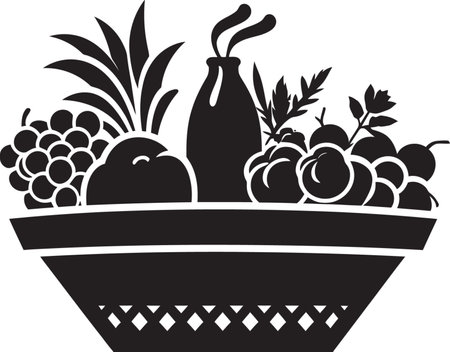 Healthy Symphony Icons Sleek Vector Designs Portray the Healthy Symphony of Nutritional Fruits in Bold Black Flavorful Fのイラスト素材