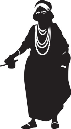 Matriarchal Wisdom Black and White Iconic Design Ageless Beauty Vintage Woman Insignia in Monochromeのイラスト素材