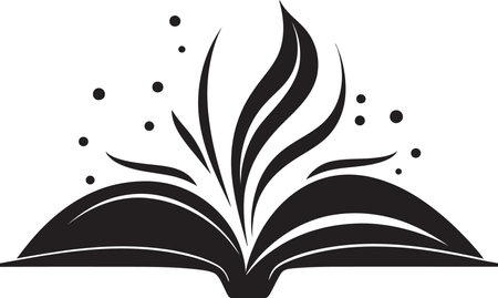 Knowledge Unveiled Intricate Vector Illustration with Book Icon Noir Book Pages Chic Emblem Design with Open Book Artのイラスト素材