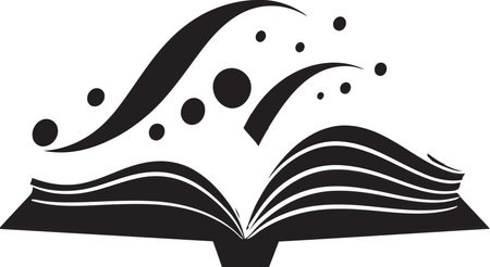 Noir Book Essence Stylish Vector Emblem for a Striking Identity Sleek Reading Elegant Black Icon with Open Book Designのイラスト素材