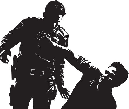 Menacing Shadows Police Force Rage Icon Raging Resilience Black Rage Vector for Lawのイラスト素材