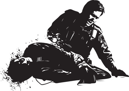 Vigorous Vengeance Police Fury and Violent Encounter Rebellion Resilience Black Icon for Police Wrathのイラスト素材