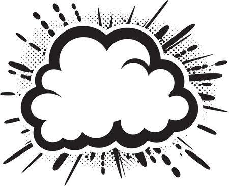 Retro Rhetoric Black Speech Bubble Emblem in Vector Whimsical Wordcraft PopArt Speech Cloud Designのイラスト素材