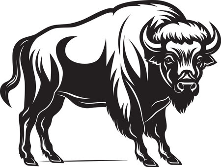 Blazing the Trail Black Bison Logo Design Breaking Barriers Bison Icon in Vectorのイラスト素材