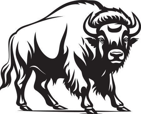 Black and Proud The Unwavering Bison Silhouette The Unyielding Guardian Black Bison Logoのイラスト素材
