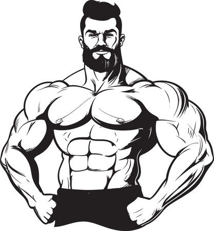 The Inkredible Bulk Where Gains Get Grotesque From Scrawny Sketch to Sculpted Icon A Bodybuilders Journeyのイラスト素材