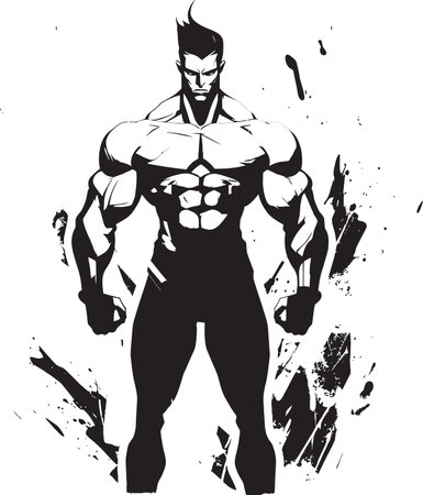 Swoleness with a Smile Black Bodybuilder Logo The Buffoon Caricature Bodybuilder in Vectorのイラスト素材