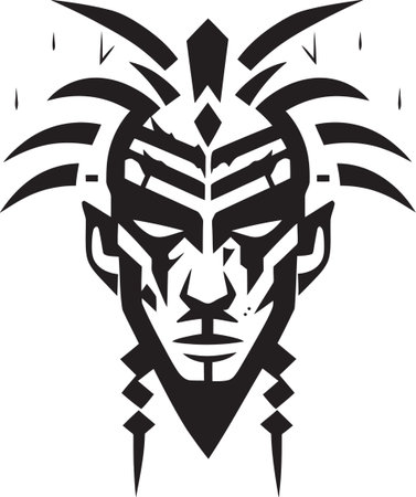 Shadowed Solace Vector Tattoo Design in Noir Obsidian Odes Black Icon of Tribal Inkのイラスト素材