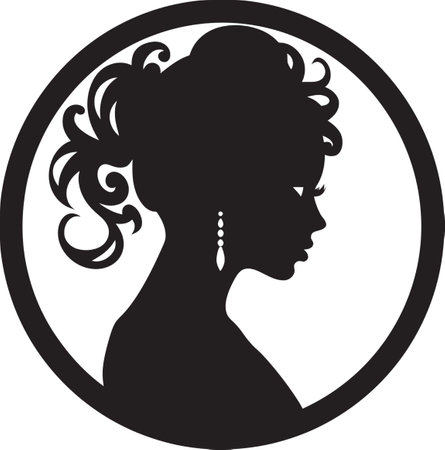 Obsidian Opulence Black Icon of Womans Face Serene Silhouette Vector Design of Woman Face in Blackのイラスト素材