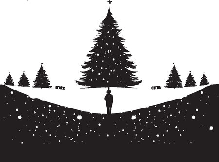 Ebony Eve Refined Vector Christmas Card Element Chic Noel Nostalgia Modern Black Christmas Card Designのイラスト素材