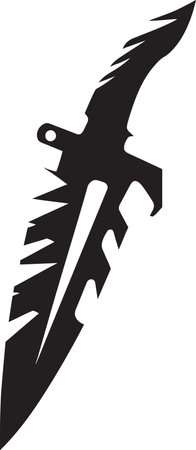 Noir Nightwatch Stylish Abstract Black Knife Icon Midnight Maverick Elegant Vector Combat Knife Graphicのイラスト素材