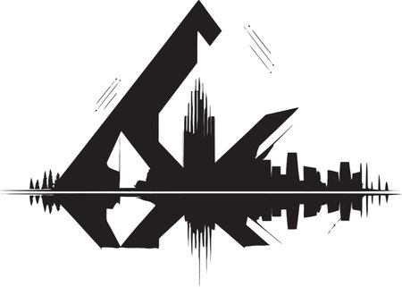 Ink Infusion Contemporary Black Structure Symbol Shadow Shapes Chic Architecture Vector Graphicのイラスト素材