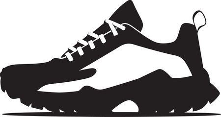 Mystic Marathon Intriguing Sports Shoe Symbol Ebony Endurance Refined Black Shoe Illustrationのイラスト素材