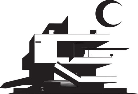 Ebony Elevation Refined Black Structure Graphic Chic Creations Modern Architecture Graphicのイラスト素材