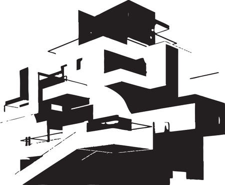 Shadowed Spires Elegant Architecture Vector Element Ink Infusion Contemporary Vector Building Designのイラスト素材