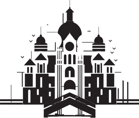 Mystic Matrix Intriguing Black Architecture Symbol Ebony Elevation Sleek Vector Architectural Graphicのイラスト素材