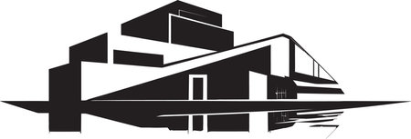 Silent Structures Minimalistic Black Architecture Element Noir Narrative Stylish Vector Architecture Designのイラスト素材