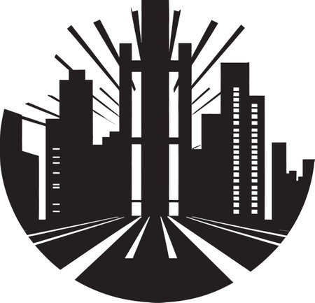 Noir Narrative Stylish Black Architecture Graphic Mystic Monuments Intriguing Vector Building Designのイラスト素材