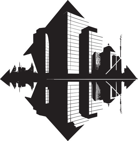 Ink Illuminations Contemporary Vector Architecture Icon Midnight Monuments Chic Black Building Designのイラスト素材
