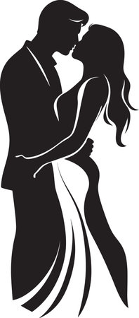 Enchanted Duo Sophisticated Intimate Design Ink Fusion Modern Black Couple Symbolのイラスト素材