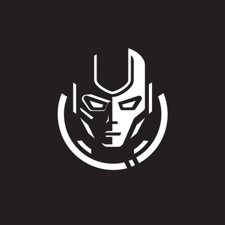 Robotic Rhapsody Black Cybernetic Face Futuristic Interface Vector Android Headのイラスト素材
