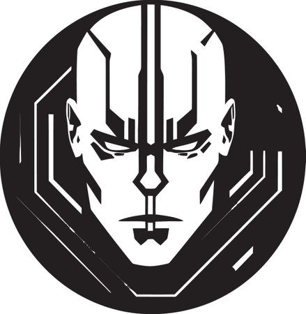 Digital Automaton Robotic Face Vector Symbol Techno Android Cyberrobotic Head Iconのイラスト素材