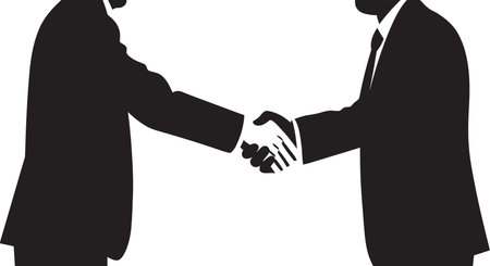 Mutual Respect Black Handshake Graphic Element Inked Partnership Vector Handshake Icon in Noirのイラスト素材