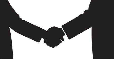 Monochrome Concord Iconic Handshake Design in Black Mutual Respect Black Handshake Graphic Elementのイラスト素材