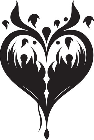 Stylish Minimalist Heart Graceful Black Vector Graphic Design with Abstract Accents Sleek Vector Heart Intriguing Blackのイラスト素材