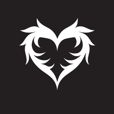 Chic Decorative Icon Elegant Black Vector Graphic Design with Abstract Elements Minimalist Heart Icon Intricate Black Veのイラスト素材