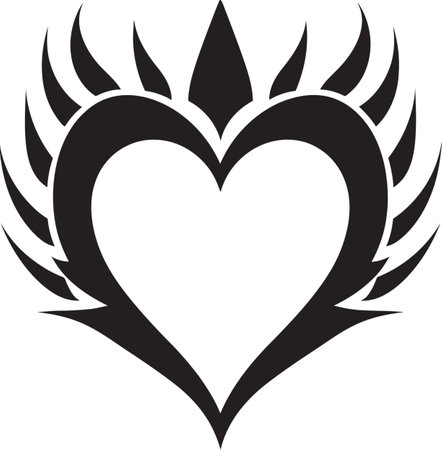 Gothic Grace Chic Vector Graphics of Black Heart Midnight Muse Elegant Black Heart Shape Vectorのイラスト素材