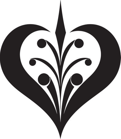 Dark Whisper Sophisticated Abstract Black Heart Icon Ebony Embrace Chic Vector Graphics of Black Heartのイラスト素材