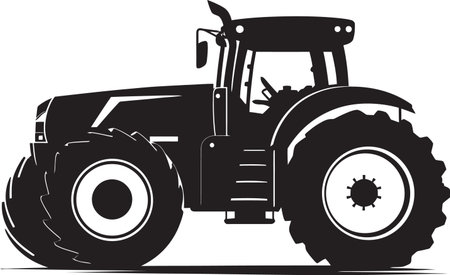 Agrarian Axis Modern Tractor Icon Emblem Harvest Haul Black Tractor Vectorのイラスト素材