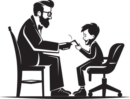 Compassionate Composition Doctor Patient Unity in Black Vector Form Healing Horizons Doctor Patient Bonds Illustrated inのイラスト素材