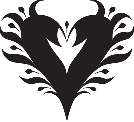 Gothic Grace Sophisticated Vector Design of Black Heart Nocturnal Noir Chic Abstract Black Heart Vectorのイラスト素材