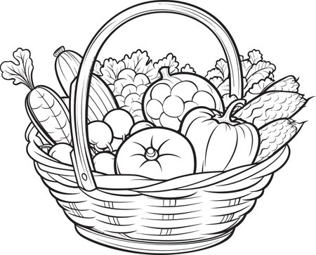 Vibrant Veggie Sketches Wholesome Harvest Havenのイラスト素材