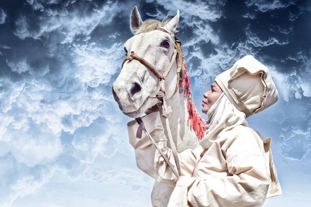 Photo of asian girl in kyrgyz national dressの写真素材