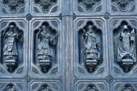Statues of saints on the wall of the cathedral