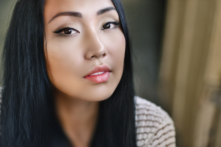 Model posing looking at camera.の写真素材