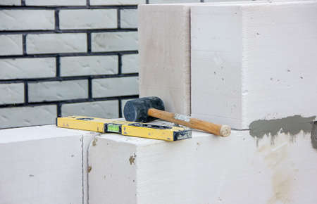 a tool for laying foam blocks. close-upの写真素材