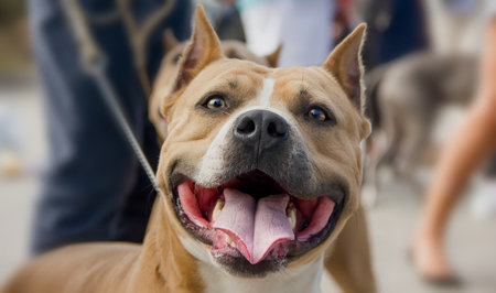 Dog of Breed Staffordshire Terrier with Expressive Look. portraitの写真素材