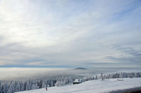 mountain in winter in Czech republicの写真素材