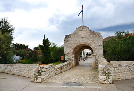 Lower city gate in the oldest city NIN in Croatiaのeditorial素材