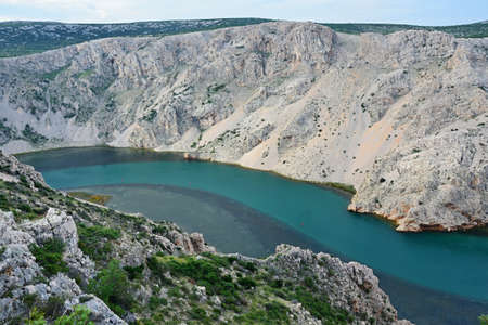 View of Canyon Zrmanja  with blue-green river Croatiaの写真素材