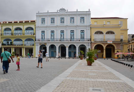 Old Havana plaza Vieja with  old buildingsのeditorial素材
