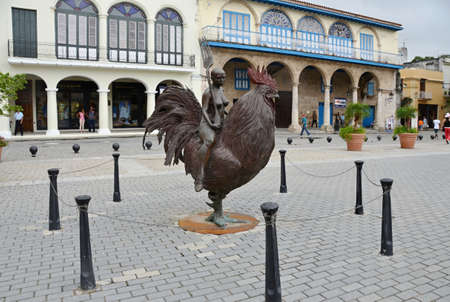 Old Havana plaza Vieja with  old buildings and artsのeditorial素材