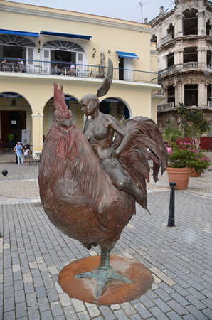 Old Havana plaza Vieja with  old buildings and artsのeditorial素材
