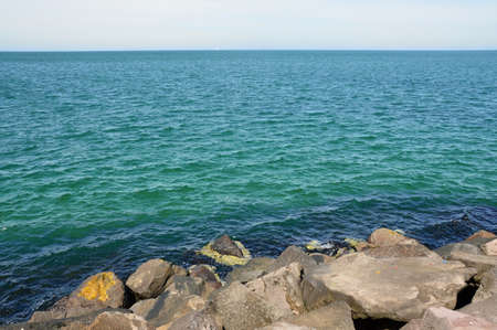 Australian coast with stones and turquoise sea, Seashore in South Australia at Melbourne,の写真素材