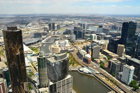 View from the skyscraper to the city of Melbourneのeditorial素材