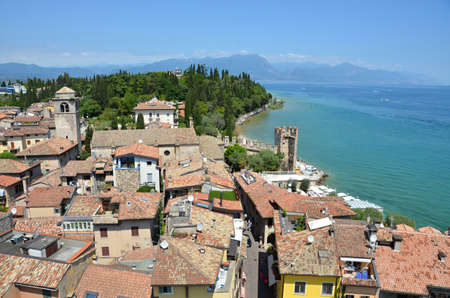The town of Sirmione a fairy-tale medieval Down in the south of Lake Garda in Italyのeditorial素材